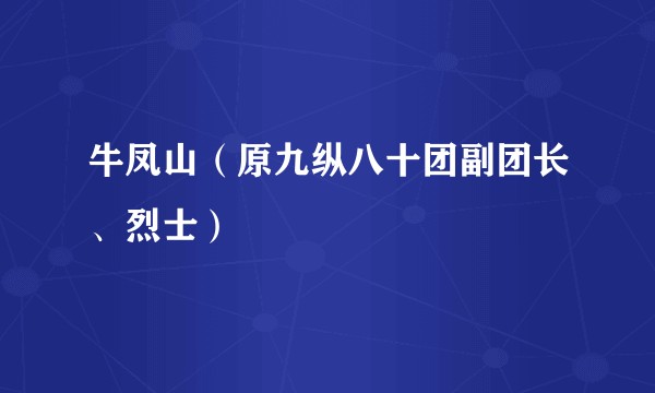 牛凤山（原九纵八十团副团长、烈士）