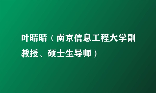叶晴晴（南京信息工程大学副教授、硕士生导师）