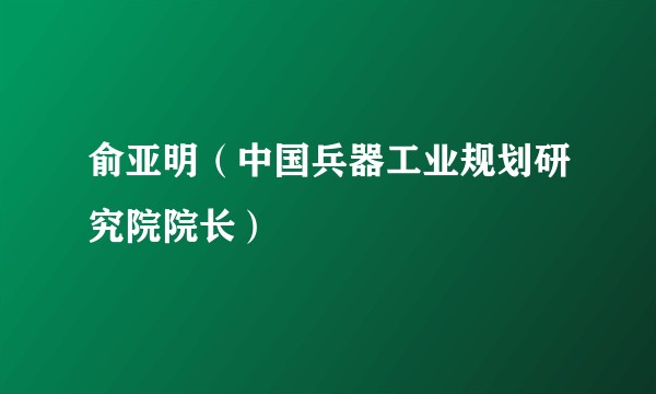 俞亚明（中国兵器工业规划研究院院长）