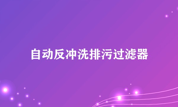 自动反冲洗排污过滤器