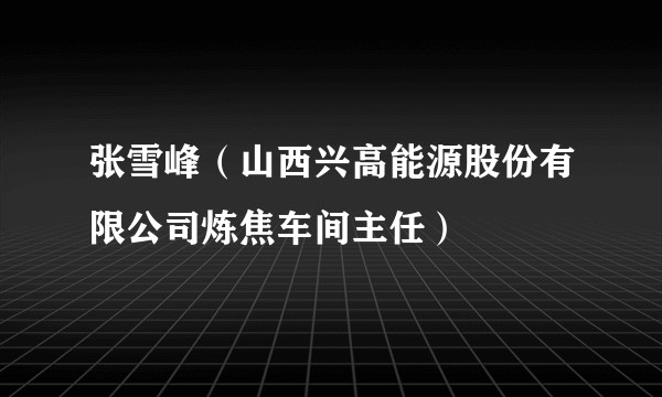 张雪峰(山西兴高能源股份有限公司炼焦车间主任)