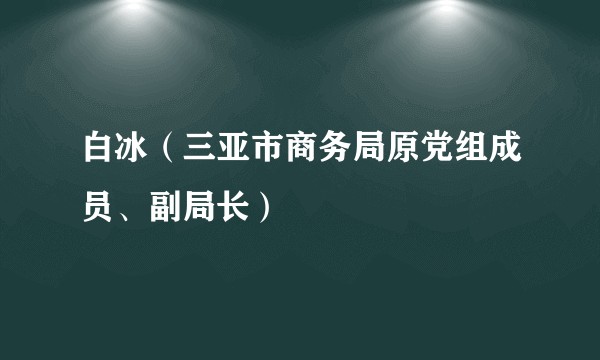 白冰（三亚市商务局原党组成员、副局长）