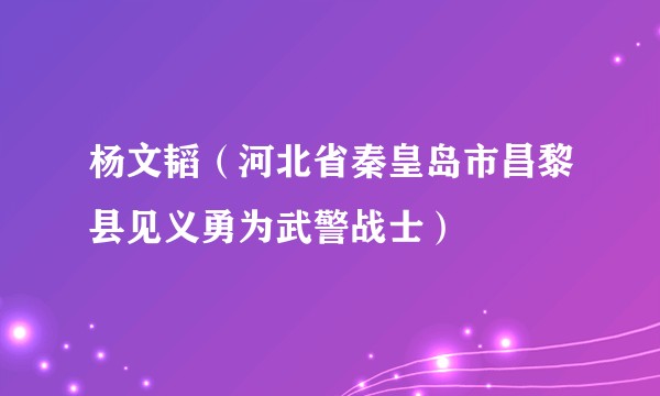 杨文韬（河北省秦皇岛市昌黎县见义勇为武警战士）