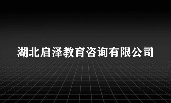 湖北启泽教育咨询有限公司
