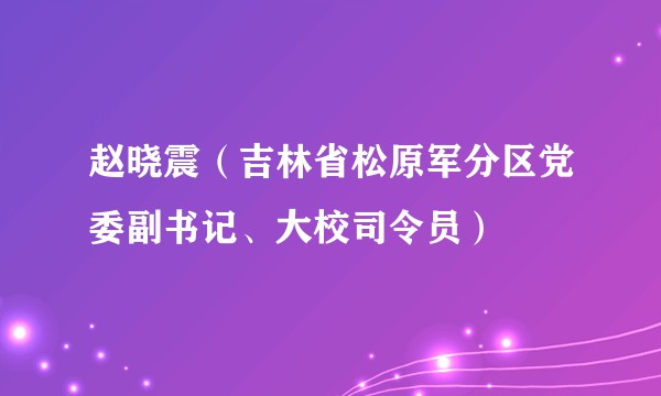 赵晓震（吉林省松原军分区党委副书记、大校司令员）