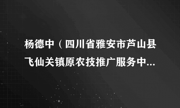 杨德中（四川省雅安市芦山县飞仙关镇原农技推广服务中心主任、农房拆迁工作组副组长）