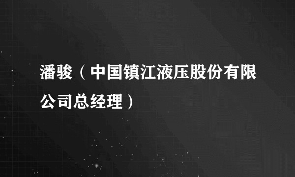 潘骏（中国镇江液压股份有限公司总经理）