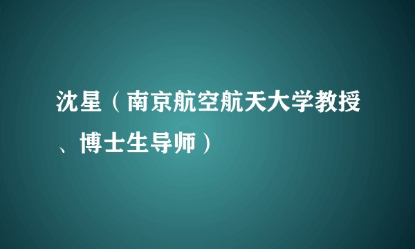 沈星（南京航空航天大学教授、博士生导师）