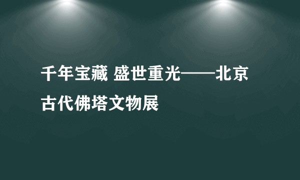 千年宝藏 盛世重光——北京古代佛塔文物展