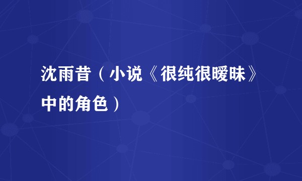 沈雨昔（小说《很纯很暧昧》中的角色）