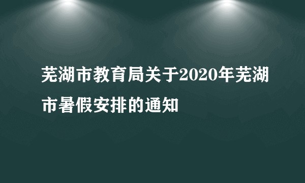 芜湖市教育局关于2020年芜湖市暑假安排的通知