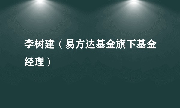 李树建（易方达基金旗下基金经理）