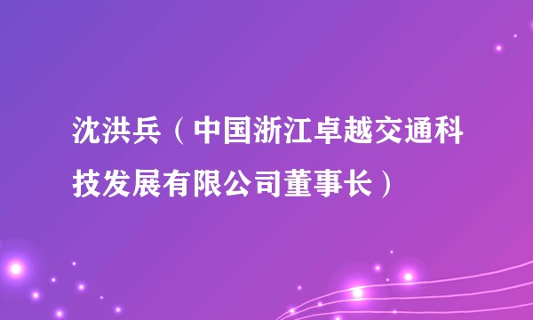 沈洪兵（中国浙江卓越交通科技发展有限公司董事长）
