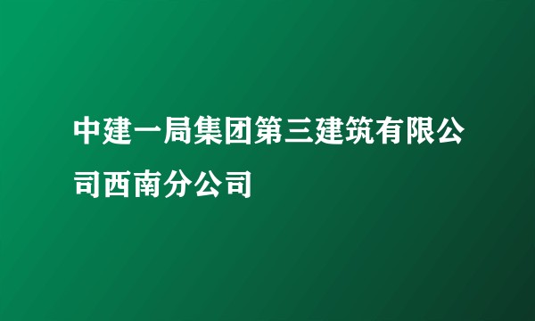 中建一局集团第三建筑有限公司西南分公司