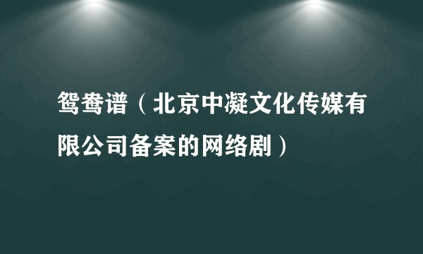 鸳鸯谱（北京中凝文化传媒有限公司备案的网络剧）