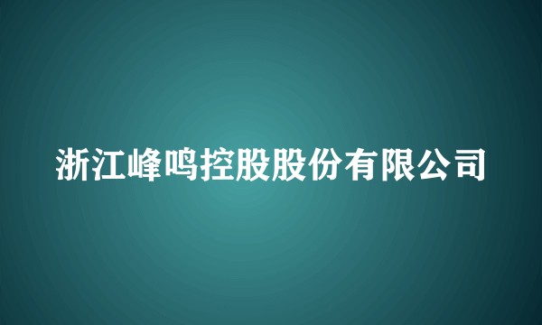 浙江峰鸣控股股份有限公司