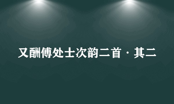 又酬傅处士次韵二首·其二