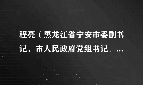 程亮（黑龙江省宁安市委副书记，市人民政府党组书记、市长、经开区党工委书记、管委会主任）