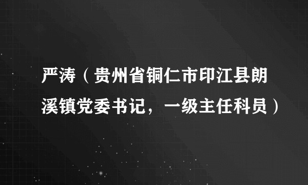 严涛（贵州省铜仁市印江县朗溪镇党委书记，一级主任科员）