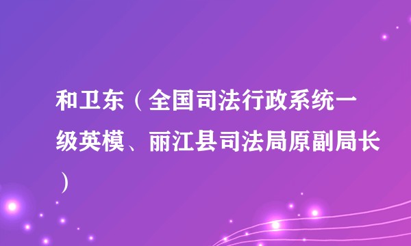 和卫东(全国司法行政系统一级英模、丽江县司法局原副局长)