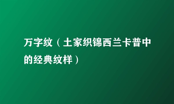 万字纹（土家织锦西兰卡普中的经典纹样）