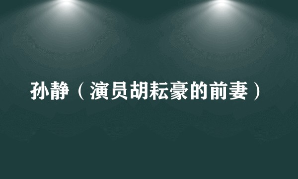 孙静（演员胡耘豪的前妻）