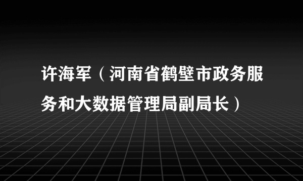 许海军（河南省鹤壁市政务服务和大数据管理局副局长）