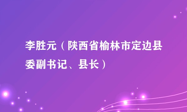 李胜元（陕西省榆林市定边县委副书记、县长）