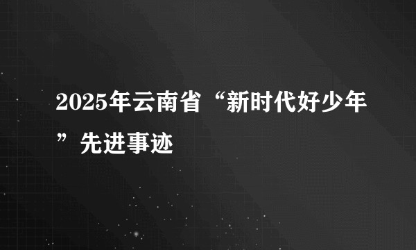 2025年云南省“新时代好少年”先进事迹