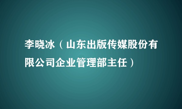 李晓冰（山东出版传媒股份有限公司企业管理部主任）