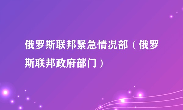 俄罗斯联邦紧急情况部（俄罗斯联邦政府部门）