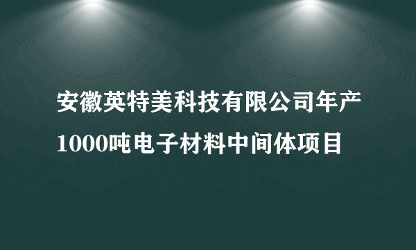 安徽英特美科技有限公司年产1000吨电子材料中间体项目