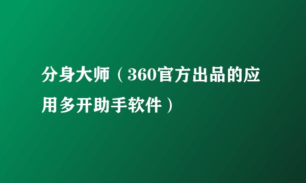分身大师（360官方出品的应用多开助手软件）
