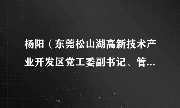 杨阳（东莞松山湖高新技术产业开发区党工委副书记、管委会主任）