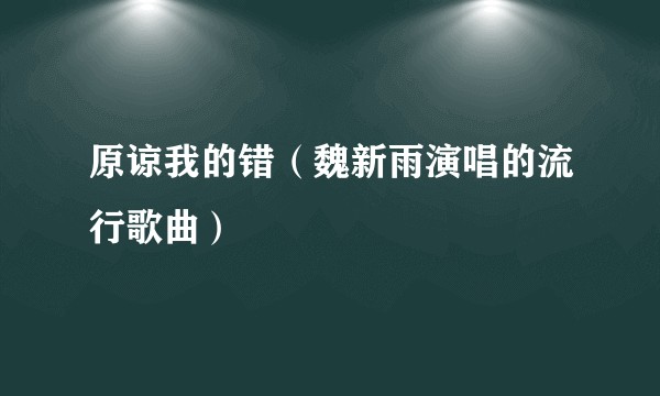 原谅我的错（魏新雨演唱的流行歌曲）