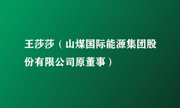 王莎莎（山煤国际能源集团股份有限公司原董事）