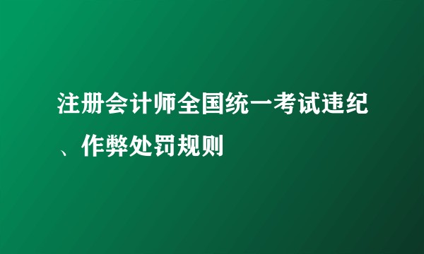 注册会计师全国统一考试违纪、作弊处罚规则