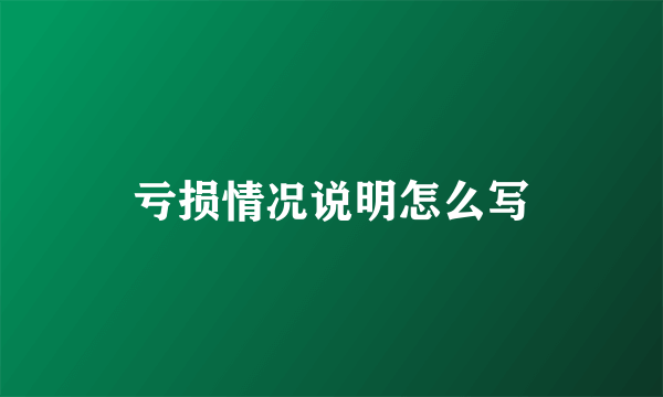 亏损情况说明怎么写