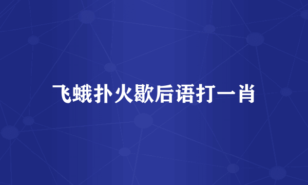 飞蛾扑火歇后语打一肖