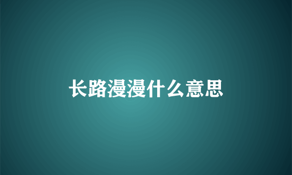 长路漫漫什么意思