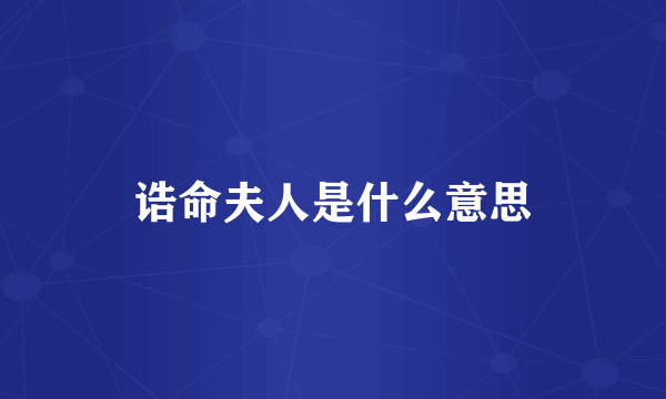 诰命夫人是什么意思