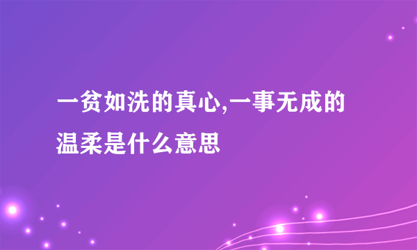 一贫如洗的真心,一事无成的温柔是什么意思