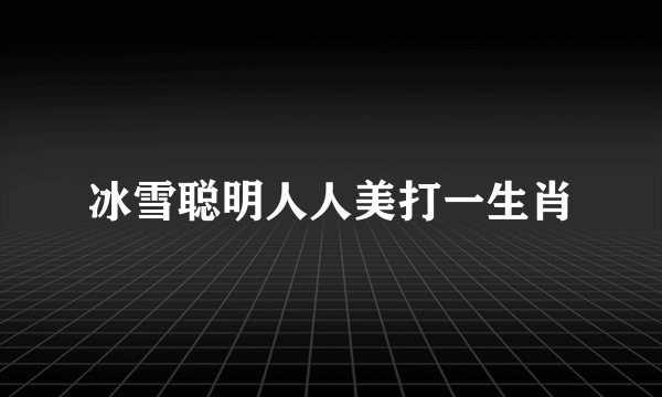冰雪聪明人人美打一生肖