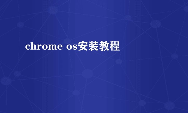 chrome os安装教程
