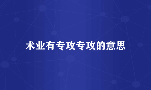 术业有专攻专攻的意思