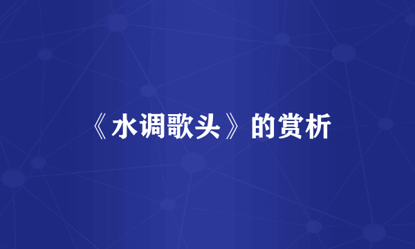 《水调歌头》的赏析