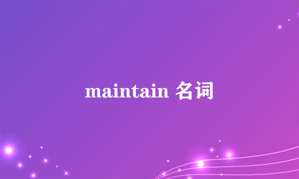 maintain 名词