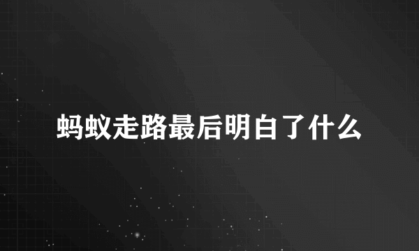 蚂蚁走路最后明白了什么