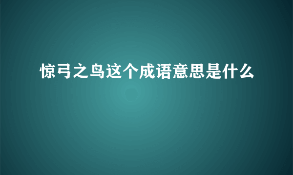 惊弓之鸟这个成语意思是什么