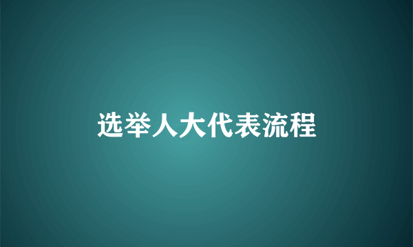 选举人大代表流程